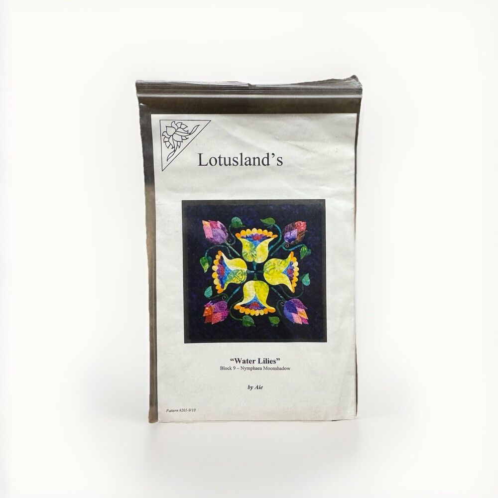 Lotusland's 201 Water Lilies Block 9 Quilt Pattern Flowers Moonshadow Aie